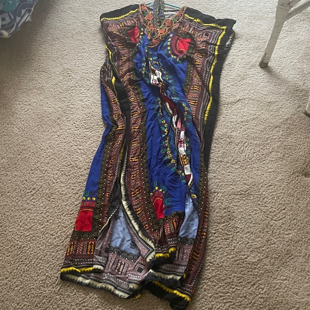 Beautiful kimono Colorful Egyptian  Print Maxi Dress